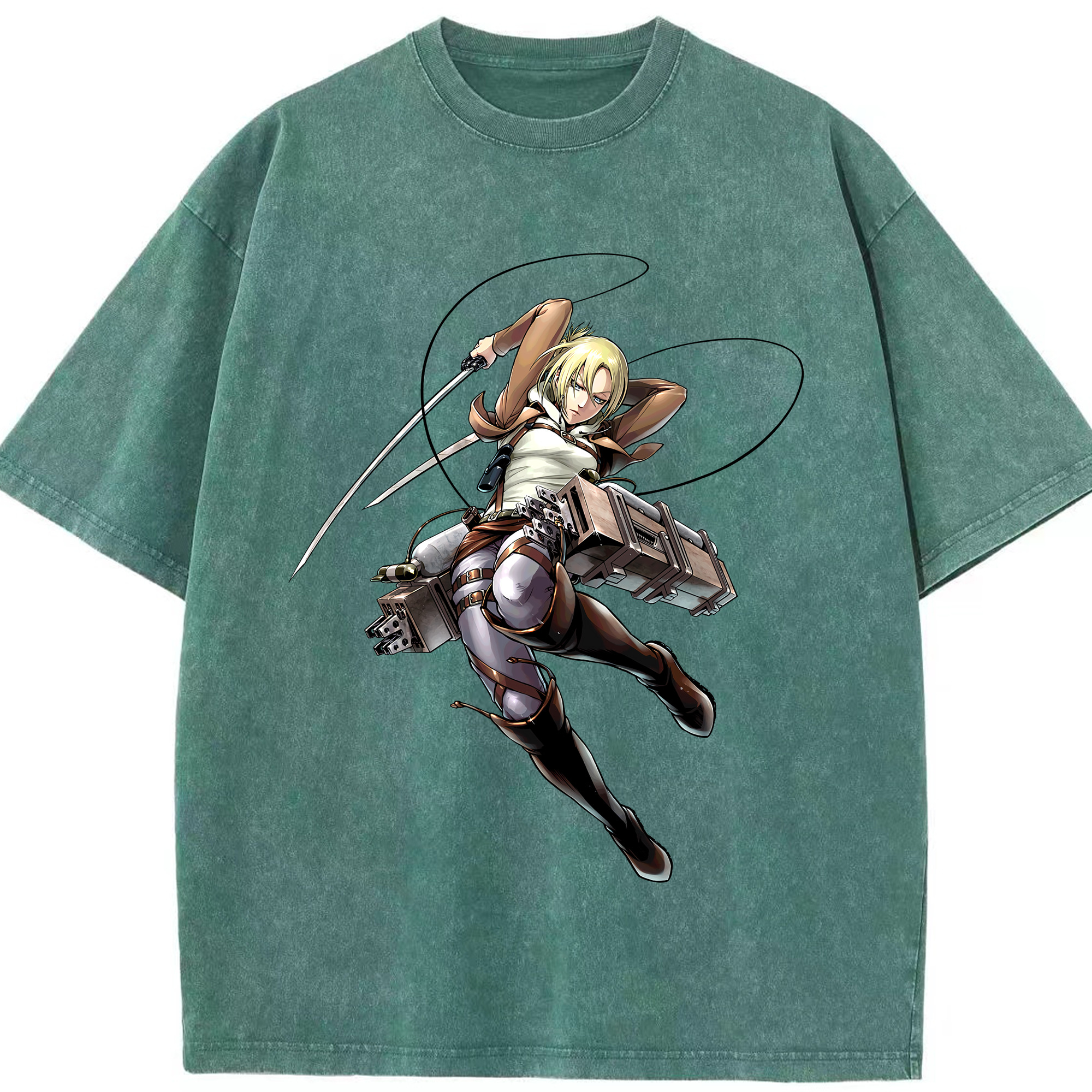 （画像用） 進撃の巨人 アニ・レオンハート Attack on Titan Annie Leonhart 綿100% ヴィンテージ風 半袖Tシャツ（フロントプリント）